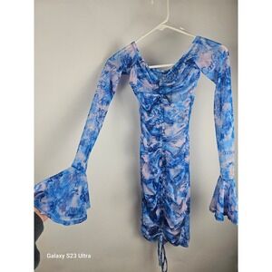 Posh by V sheer blue/pink patterned beach/swim cover, NWT